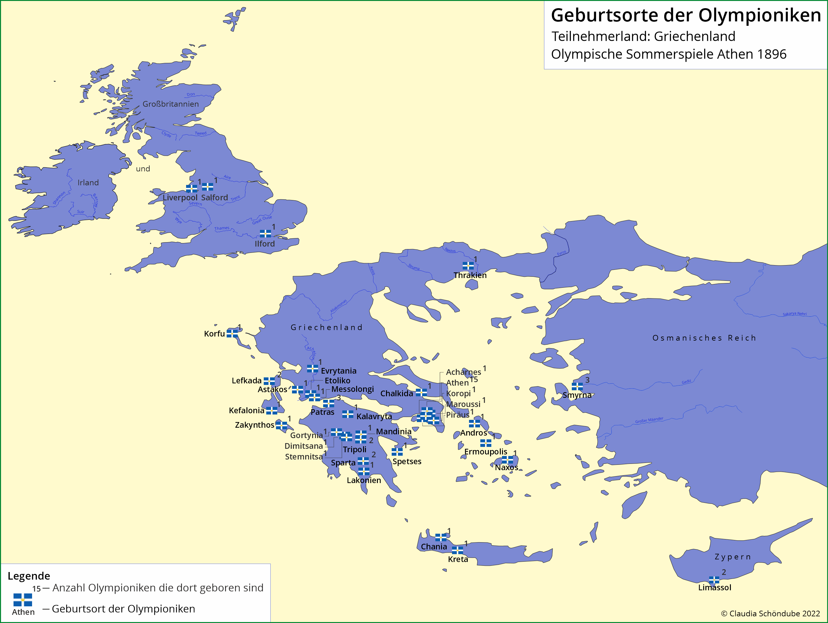 Geburtsorte der griechischen Olympioniken von Athen 1896