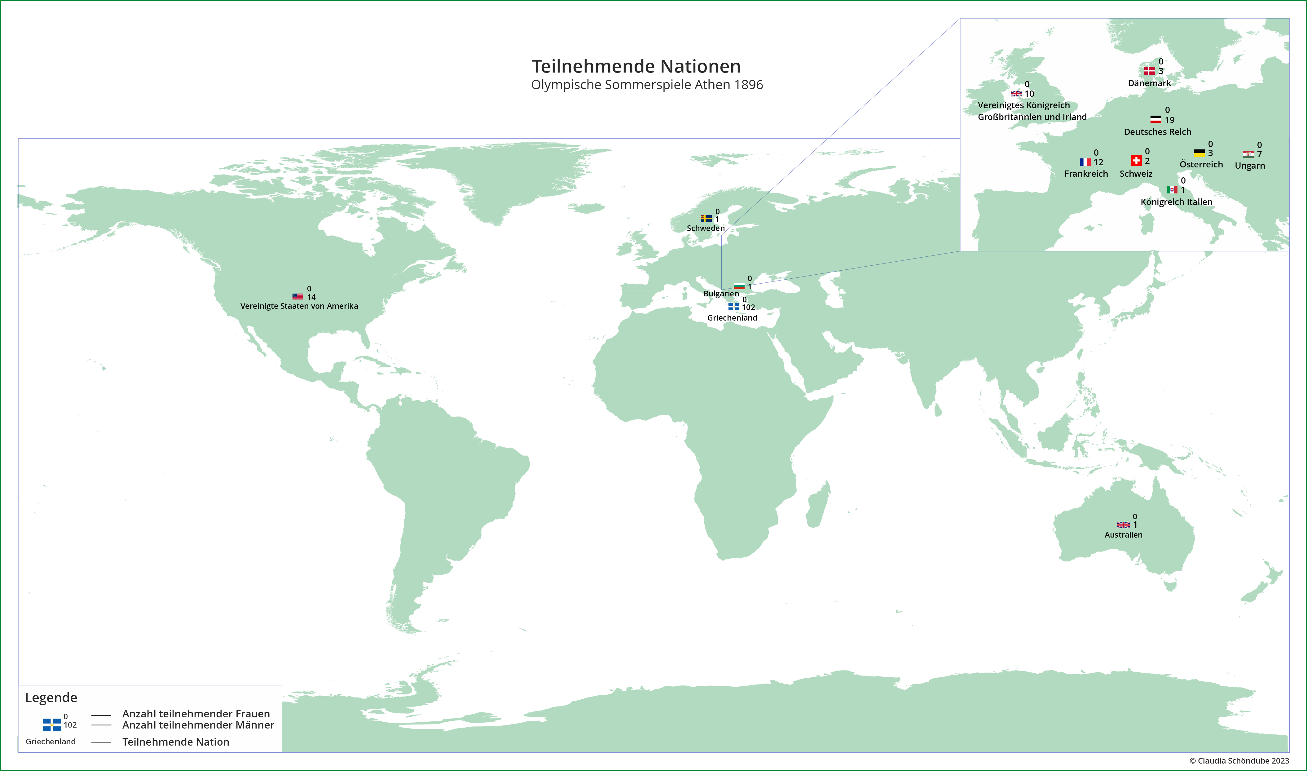 Teilnehmende Nationen an den Olympischen Sommerspielen in Athen 1896