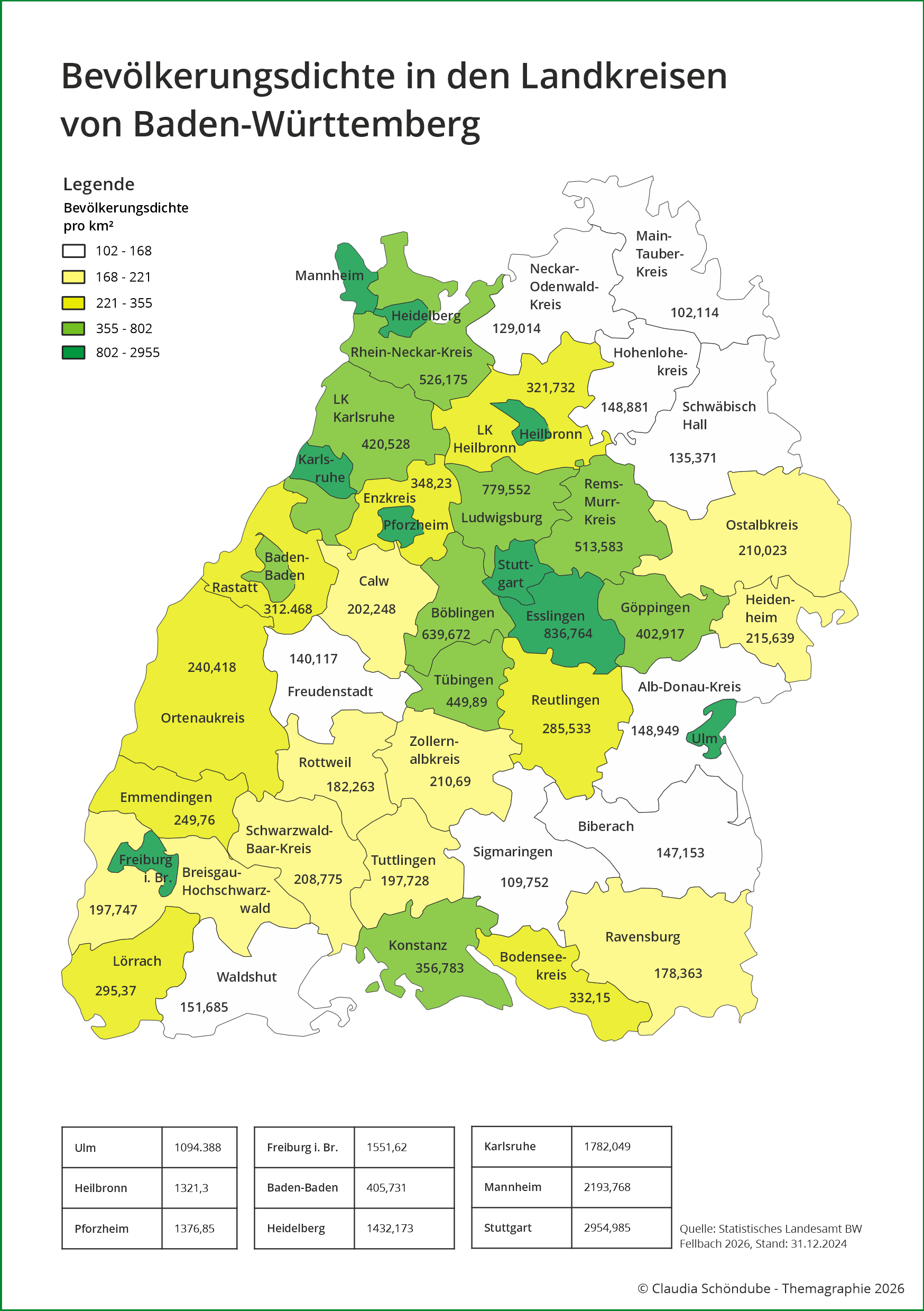 Bevölkerungsdichte von Baden-Württemberg