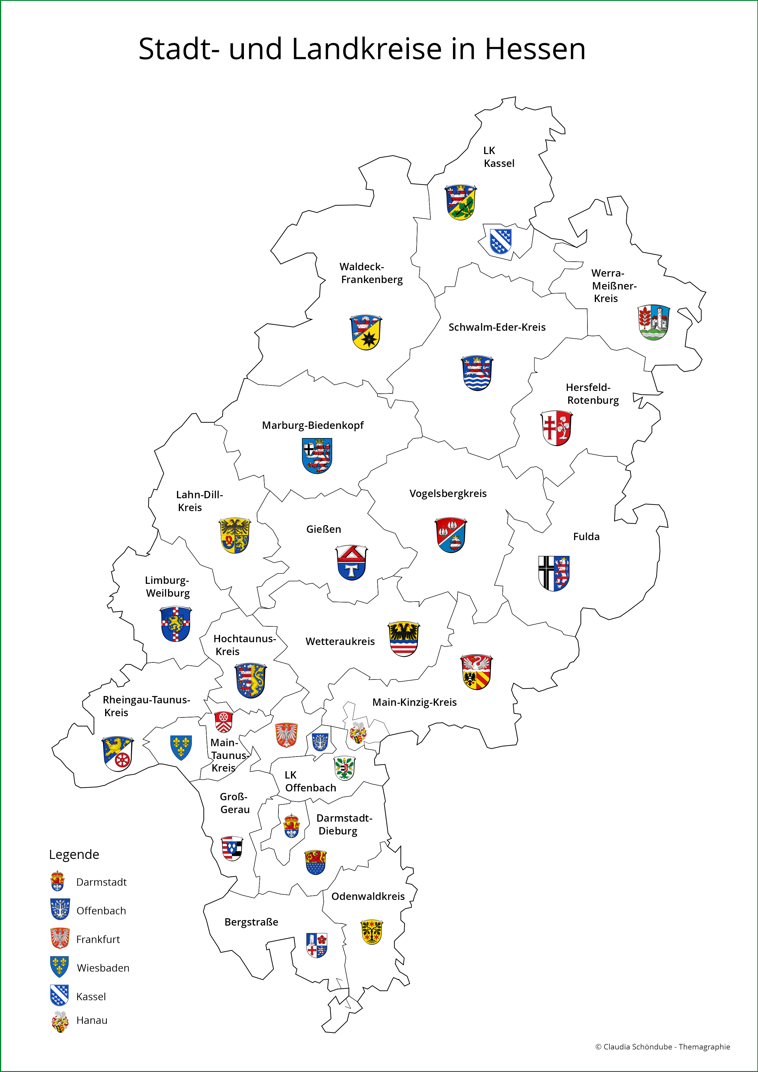 Stadt und Landkreise von Baden-Württemberg mit Wappen