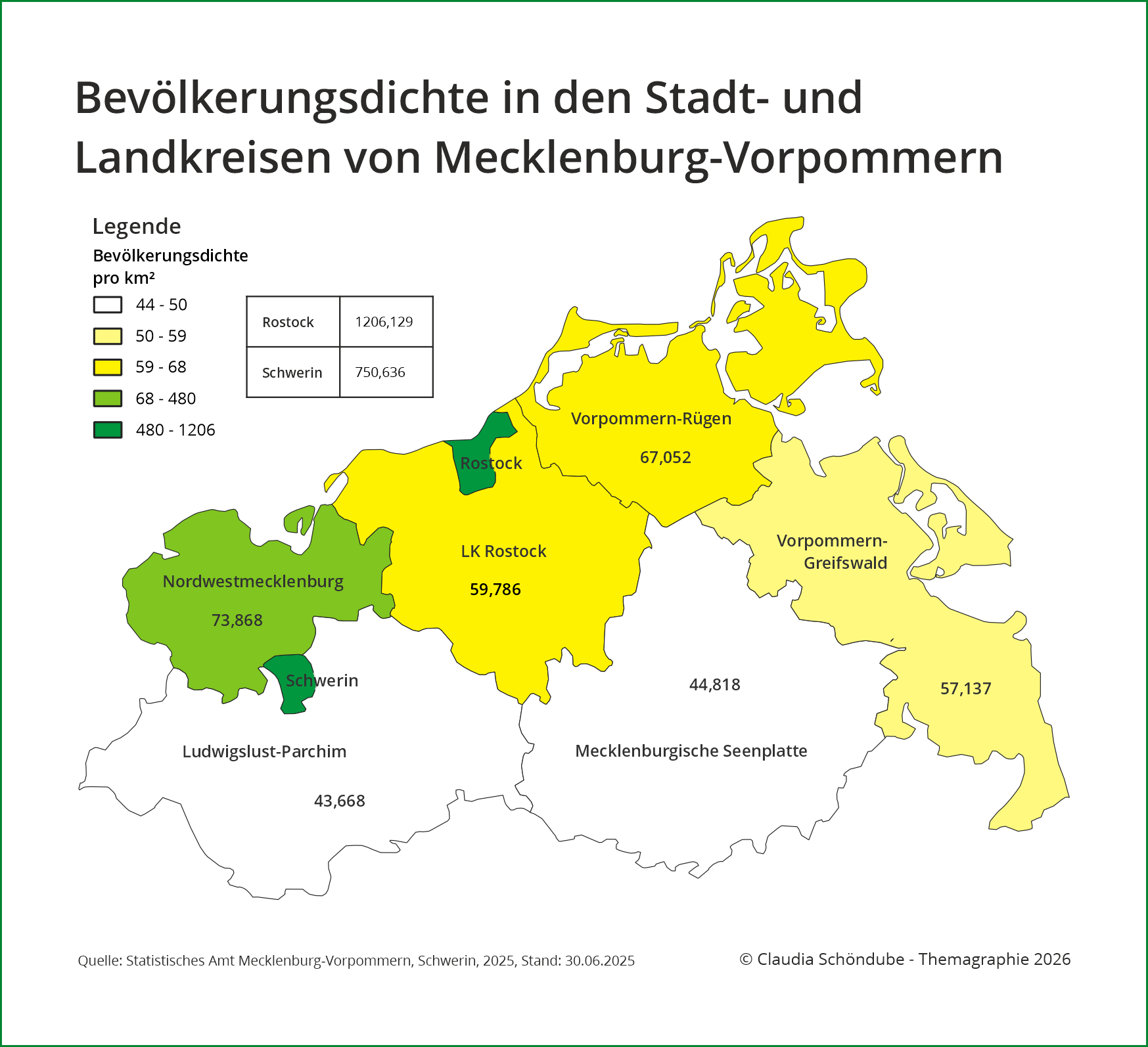 Bevölkerungsdichte von Mecklenburg-Vorpommern