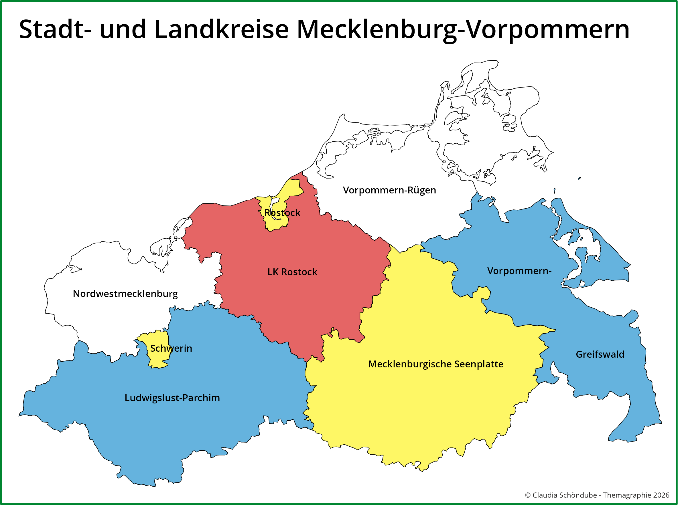 Karte der Stadt- und Landkreise von Mecklenburg-Vorpommern