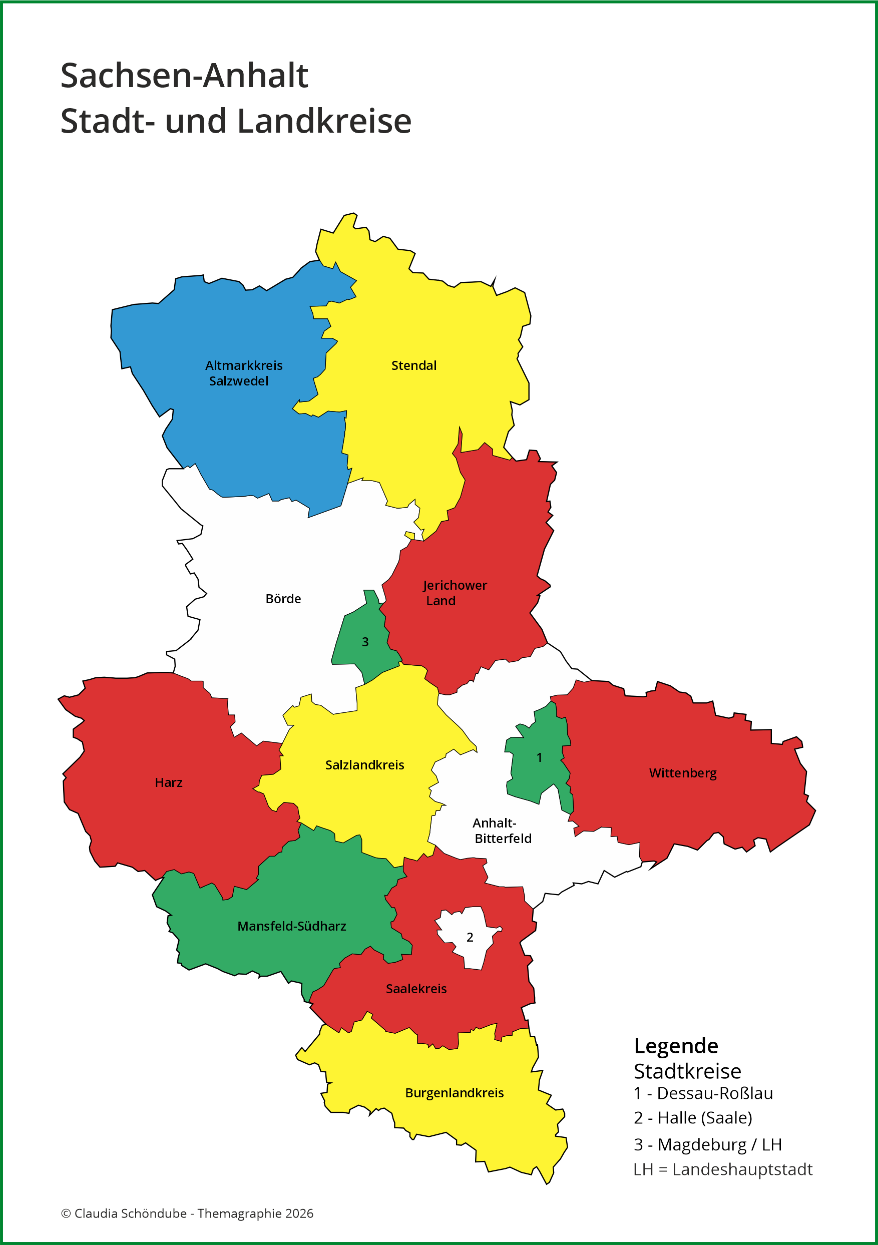Karte Stadt-und Landkreise von SachsenAnhalt